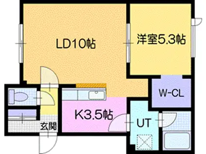 フレバンス(1LDK/1階)の間取り写真