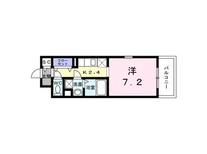 シティコート所沢(1K/4階)の間取り写真