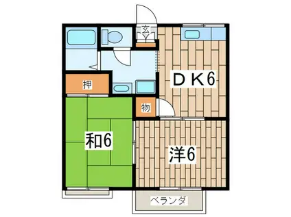 大黒屋ハイツ5番(2DK/2階)の間取り写真