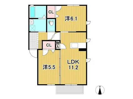 パクス・オーミカーナ(2LDK/1階)の間取り写真