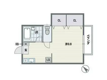 フレッシュ高宮(ワンルーム/2階)の間取り写真