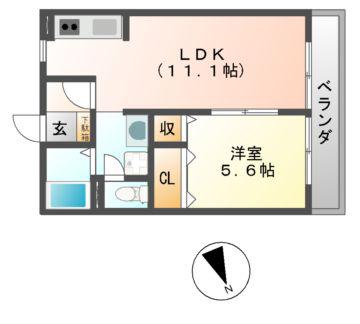 パティオヴィエントB(1LDK/1階)の間取り写真