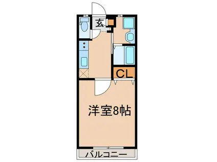 ピンクローズ(1K/1階)の間取り写真