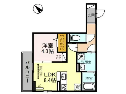 ブラン・キューブ(1LDK/3階)の間取り写真