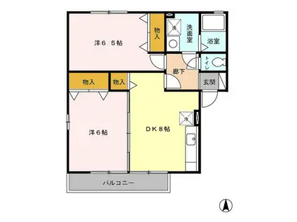 メゾンプレミールA棟(2DK/2階)の間取り写真
