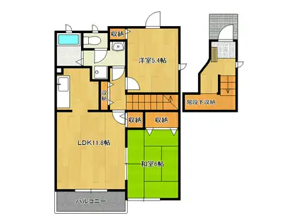 アヴェニール白羽B(2LDK/2階)の間取り写真