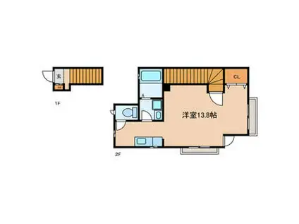 イーストビレッジ(ワンルーム/2階)の間取り写真