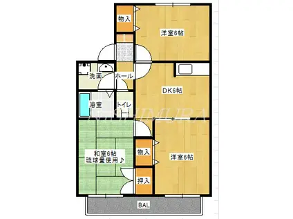 セジュールながの(3DK/2階)の間取り写真