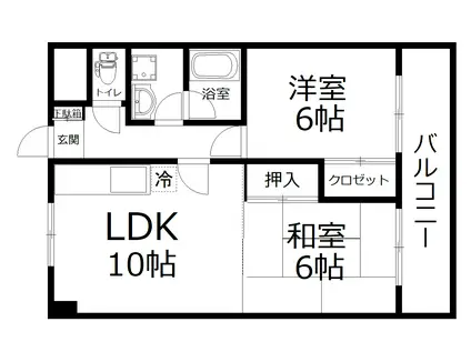ヴィラ高精(2LDK/3階)の間取り写真
