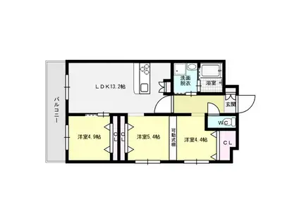 ARISTA白木原(3LDK/9階)の間取り写真