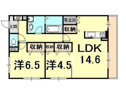 エフティ西宮北口 B棟(2LDK/1階)の間取り写真