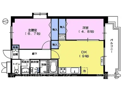 エクセラント赤塚(2DK/1階)の間取り写真