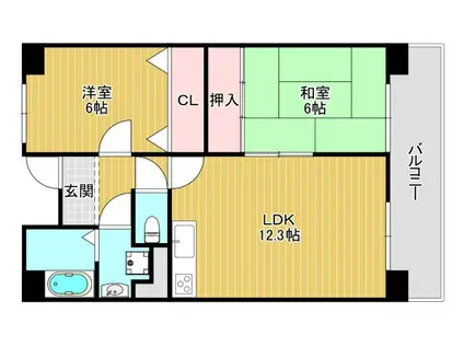 リージェンシー放出(2LDK/5階)の間取り写真