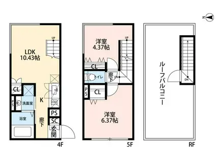 ROBOT HOME 中目黒(2LDK/4階)の間取り写真