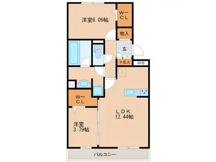 カーサステラIII(2LDK/1階)の間取り写真