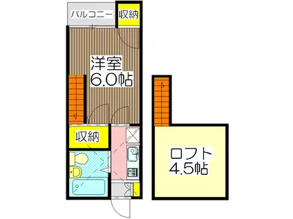 コスモハイツ(1K/1階)の間取り写真