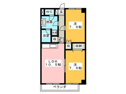 YS COURT 1(2LDK/1階)の間取り写真