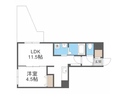 ブランシャールEK琴似(1LDK/1階)の間取り写真