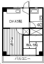 ベルヴィーユ大淀(2DK/4階)の間取り写真