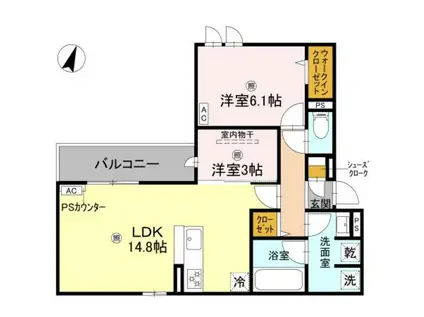 クラシスト苅田ウエスト(2LDK/3階)の間取り写真