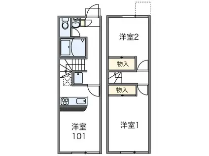 レオパレスエムズコートB(2DK/1階)の間取り写真