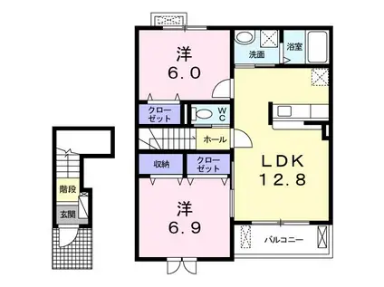 イル ディーヴォII(2LDK/2階)の間取り写真