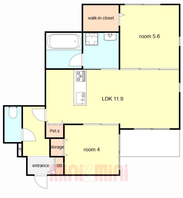 HEBEL MAISON 六甲篠原中町(2LDK/1階)の間取り写真