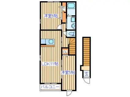 ラフレシール(2LDK/2階)の間取り写真