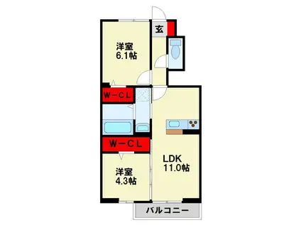 DROOM大原(2LDK/1階)の間取り写真