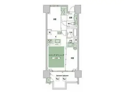 ハーバーテラス品川(2LDK/3階)の間取り写真