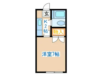 八木山ハイツ(1K/1階)の間取り写真