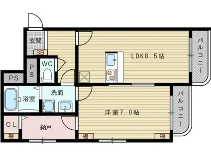 フラワービル(1LDK/5階)の間取り写真