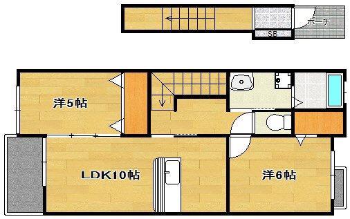 笠麓館北(2LDK/2階)の間取り写真