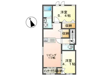 フォルディールII(2LDK/2階)の間取り写真