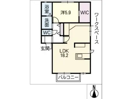 ドミールゆうひがおかA棟(1LDK/2階)の間取り写真