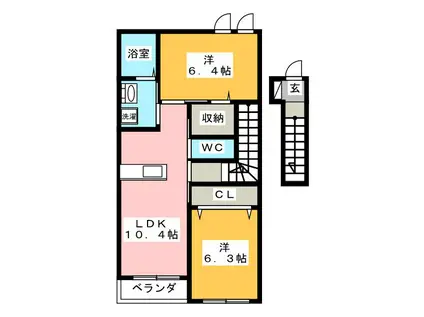 サンライズB(2LDK/2階)の間取り写真