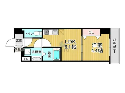 ライブガーデン江坂IX(1DK/3階)の間取り写真