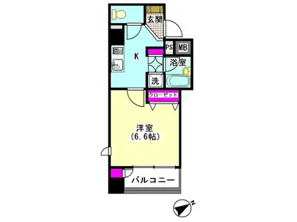 スペーシア目黒不動前(1K/3階)の間取り写真