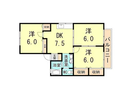 ベルフォーレ(3DK/2階)の間取り写真