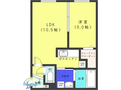 ジー・アメニティーズ南4条(1LDK/4階)の間取り写真