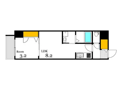 メイクス京橋川(1LDK/7階)の間取り写真