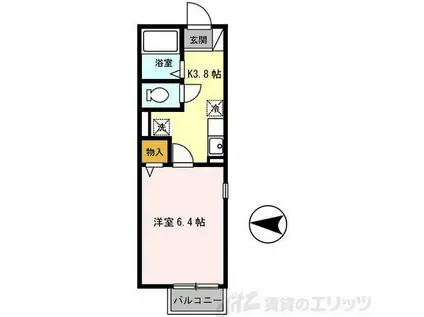 プリシェール千里(1K/1階)の間取り写真