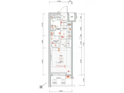メイクスデザイン池袋(1K/13階)の間取り写真