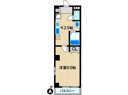 ＪＲ東海道本線 川崎駅 徒歩7分 8階建 築21年(1K/4階)の間取り写真