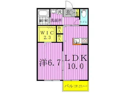 サンフローラ エフII(1LDK/1階)の間取り写真
