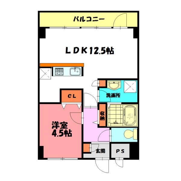 YKハイツ西明石北(1LDK/2階)の間取り写真