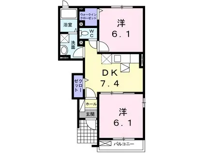 アヴェニュー(2DK/1階)の間取り写真