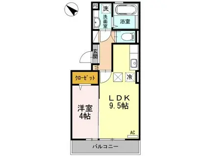 パレ稲川101(1LDK/1階)の間取り写真