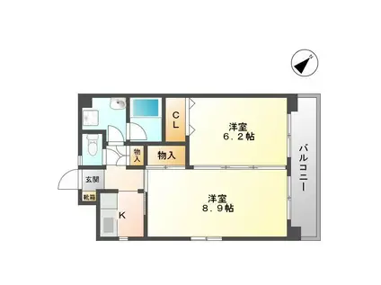 ハイツ・ルミエールペッティ(2K/2階)の間取り写真