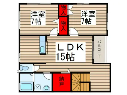 ベルリードM(2LDK/2階)の間取り写真